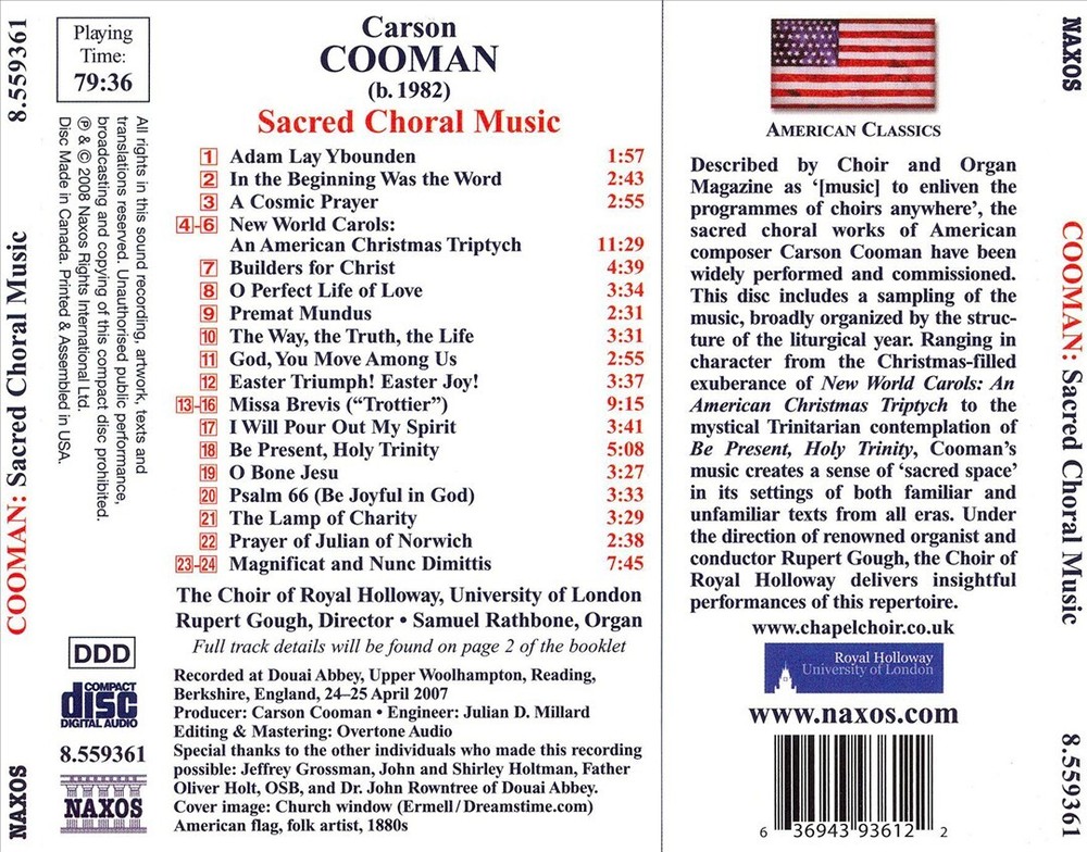 Carson Cooman Sacred Choral Music CD New Release