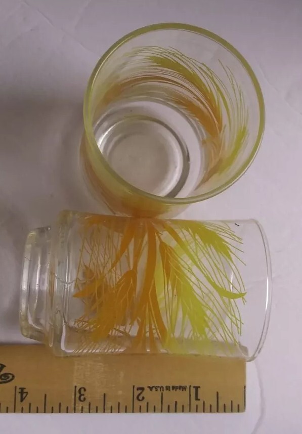 Vintage 1970s Libbey Golden Wheat Breakfast Orange Juice Glasses Set of 2