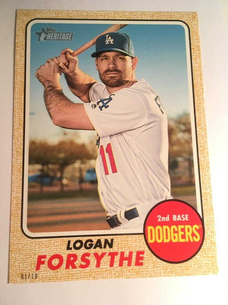 2017 Topps Heritage High Number Jumbo 5x7 Logan Forsythe Dodgers 528 01/10 Gold