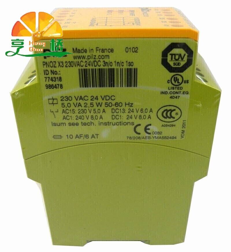 774318 1PC New Sealed PILZ Safety relay PNOZ X3 230VAC 24VDC 3N/O 1N/C 1SO