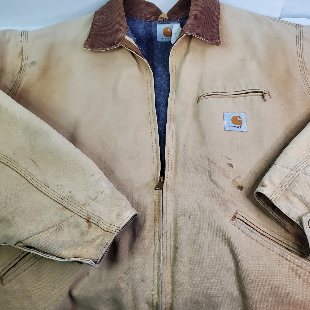 Vintage Carhartt Detroit Jacket J01 BRN Blanket Lined Size 50 Tall Made in USA