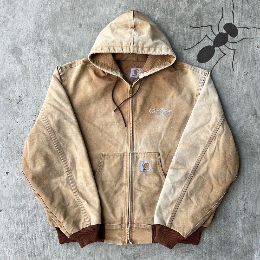 Vintage Y2K faded brown Carhartt active work hoodie jacket