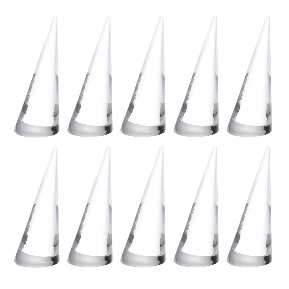 10Pcs Cone Shape Acrylic Ring Display Holder Jewelry Showcase Stand (Clear)