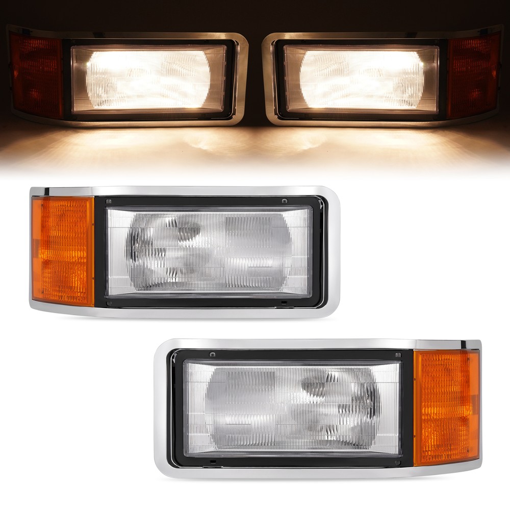 Headlights w/Bulbs Left & Right For Mack CL CH600 CH612 CH613 1990-2006 25154252