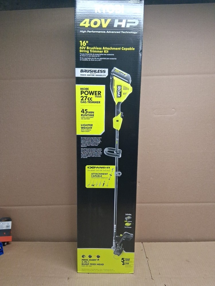 New Ryobi RY40HPST01K 40V Capable String Trimmer w/ Battery & Charger