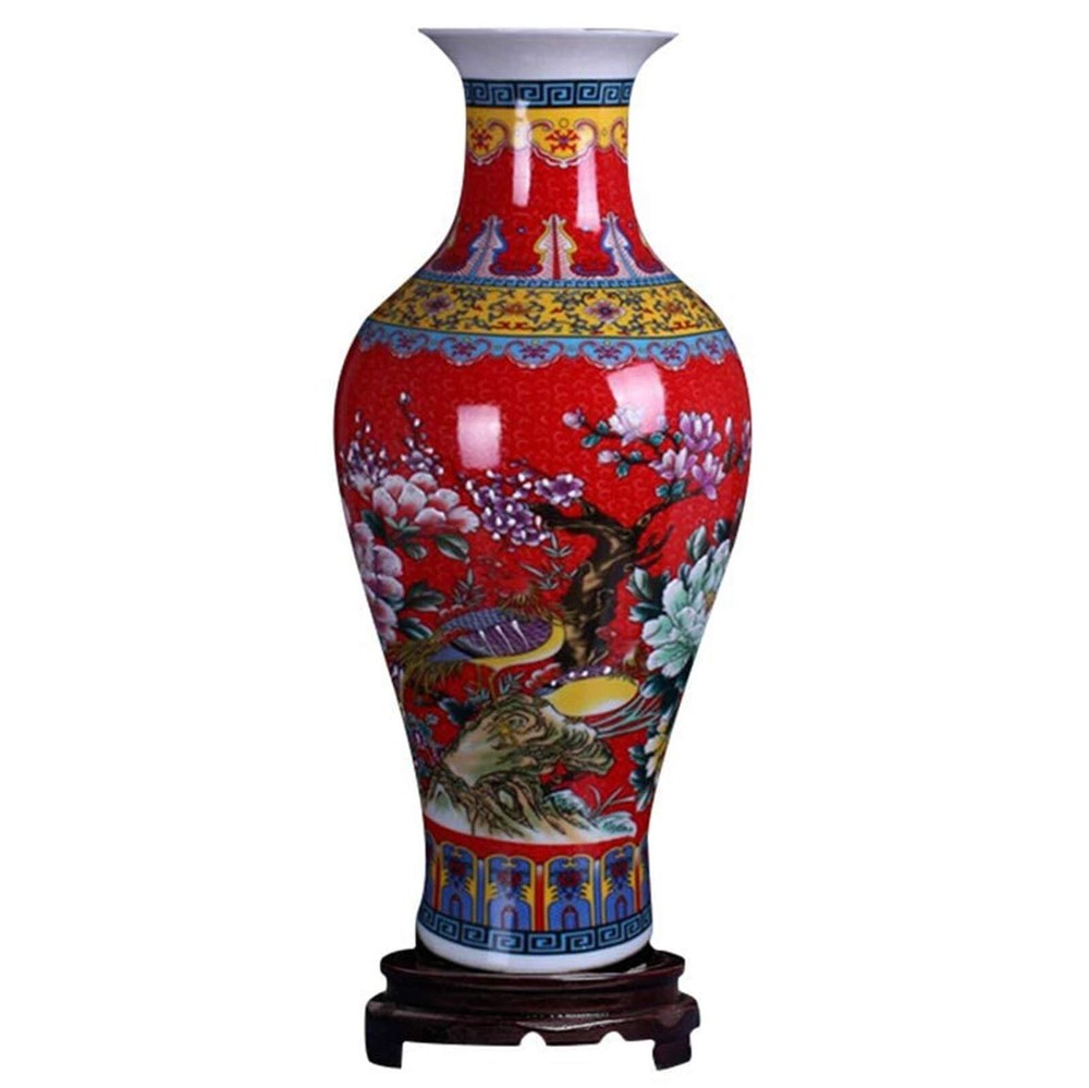 ufengke Jingdezhen Large Fishtail Ceramic Floor VaseFlower Vase Handmade Home...