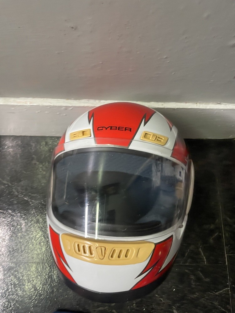 Cyber Motorcycle Helmet Hardpact Red White Impact Protection-image