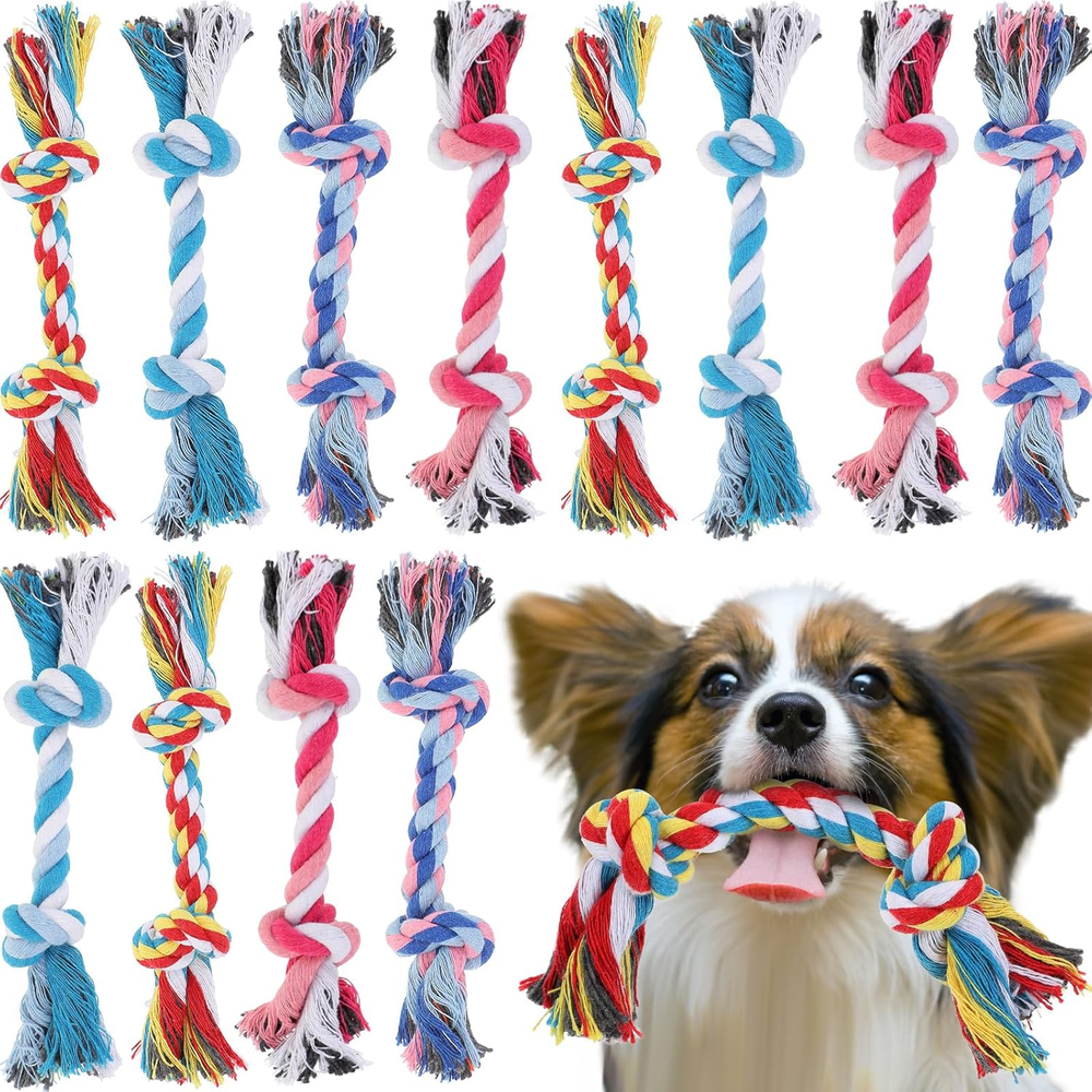 12 Pcs Rope Dog Toys Multi Color Puppy Rope Toy Cotton Puppy Toys Dog Chew Puppy