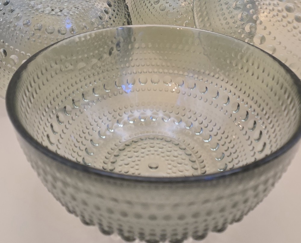 6 Clear Glass Cereal Bowls in Juniper Sage Light Green