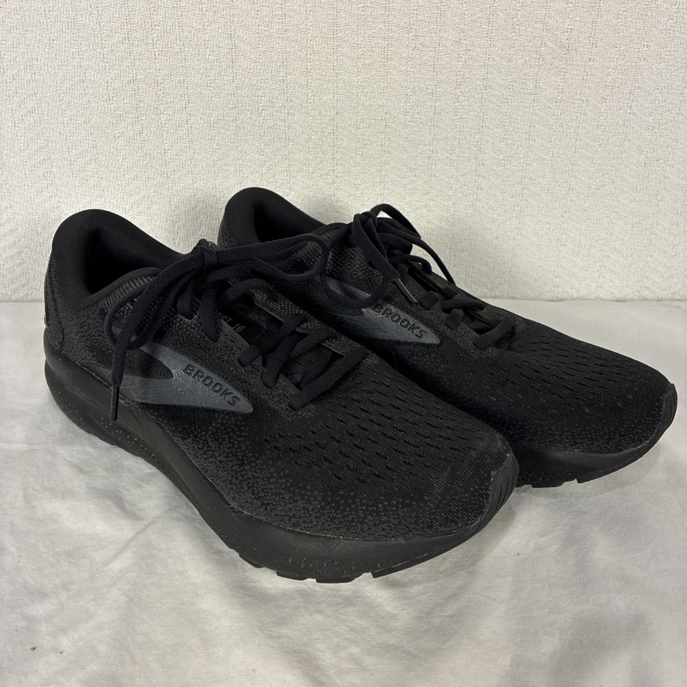 Brooks Running Ghost 16 Shoe Black On Black Sneaker Size 10 Mesh Upper