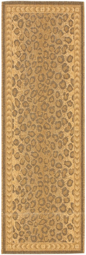 SAFAVIEH Courtyard Candace Spotted Indoor Outdoor Runner Rug Natural Gold 2x8