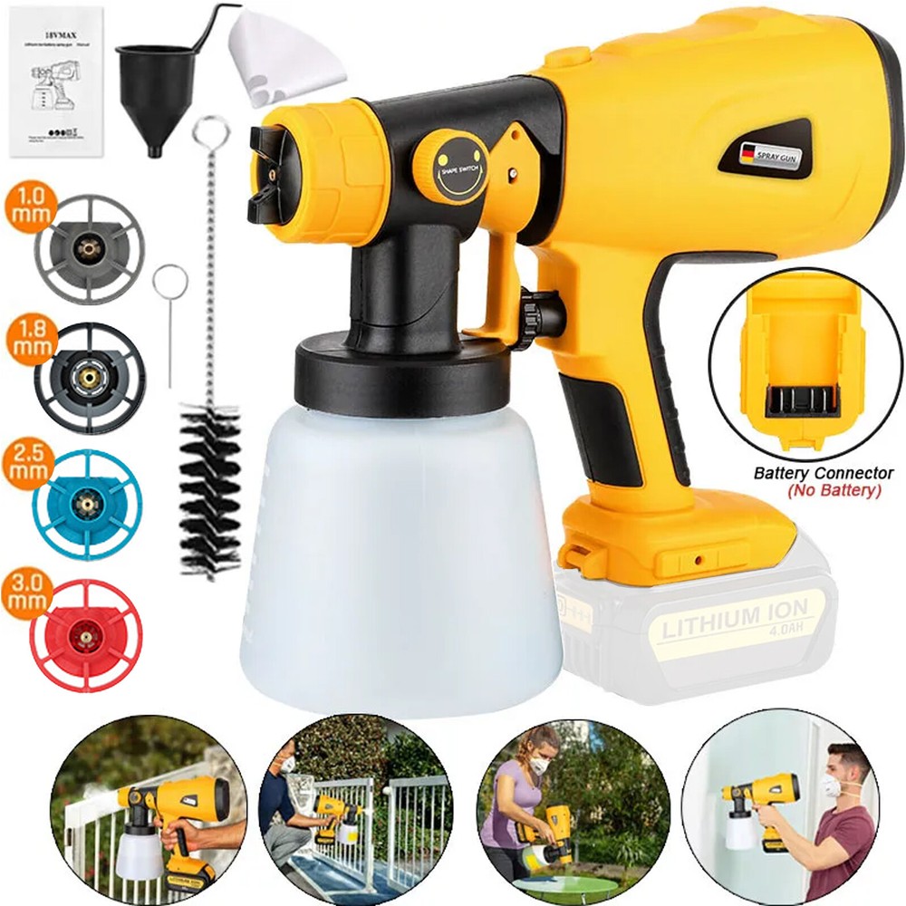 Cordless High Pressure Spray Gun Electric Paint Sprayer For DEWALT 20V Battery