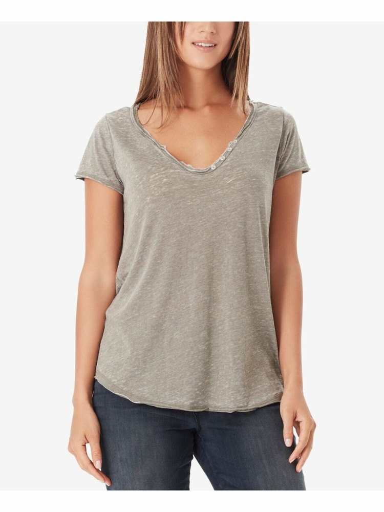 WILLIAM RAST Womens Gray Relaxed Fit; Hits At Hip, Curved T-Shirt XS