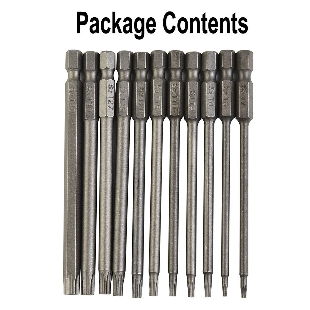 11pcs Extra Long 100MM Torx Hex Security Screwdriver Bit Set with Magnetic Head