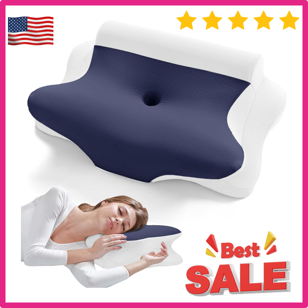 JOLLYVOGUE Cervical Neck Pillow - Contour Memory Foam Pillow for Neck Pain Relie