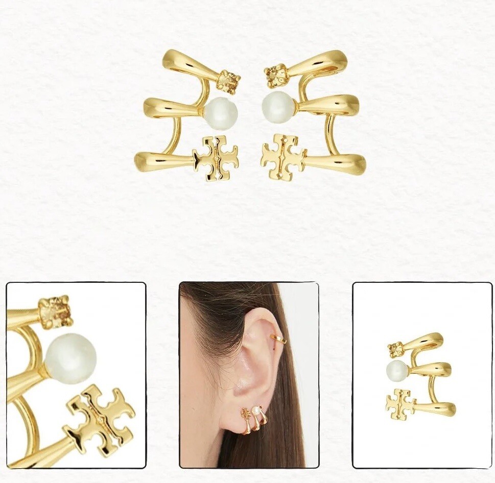 Tory Burch Limited Edition 3-Point Lady Stud Earrings Perfect Gift 🎁