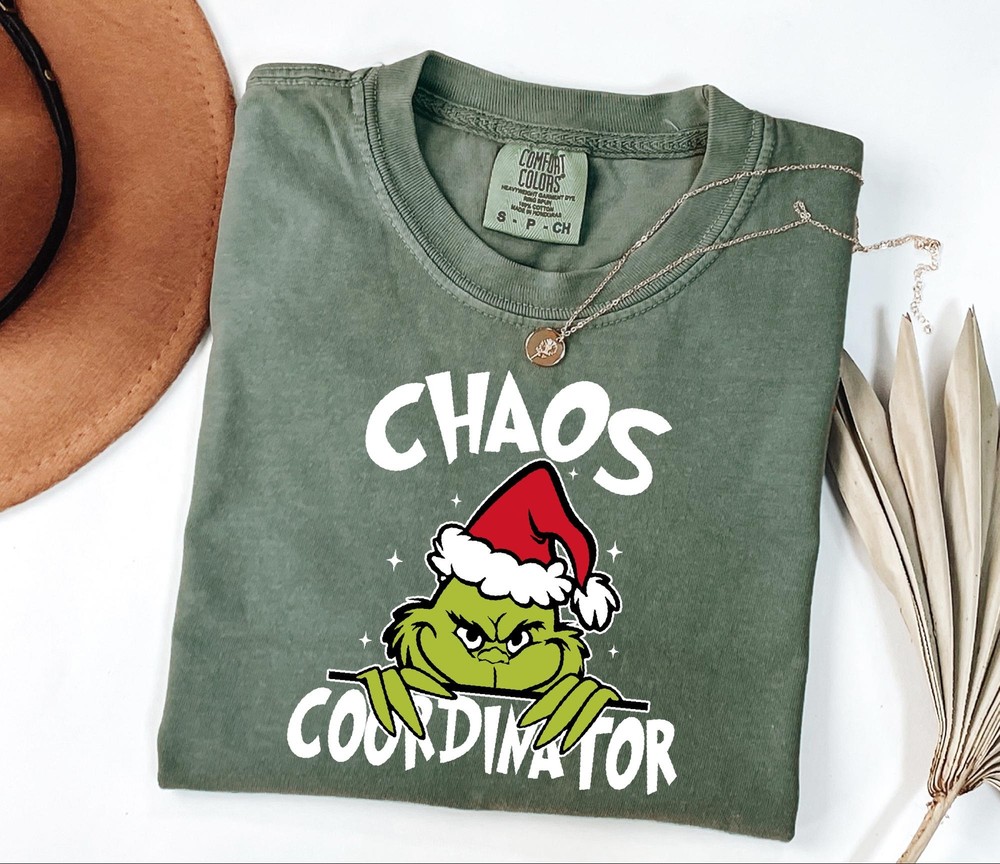 Chaos Coordinator Grinch Shirt Funny Festive Women’s Holiday Sweatshirt T-shirt