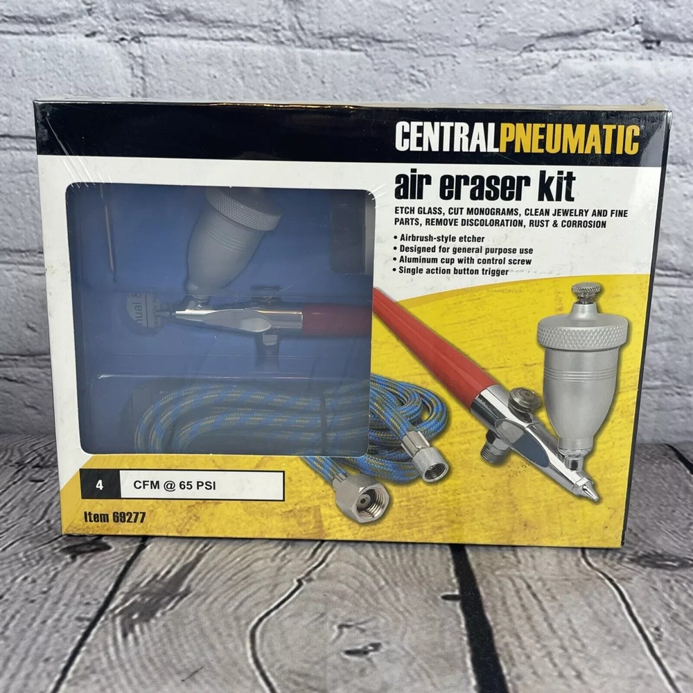 Central Pneumatic Air Eraser Kit with 220 Grit Sandblasting Abrasive Open Box New