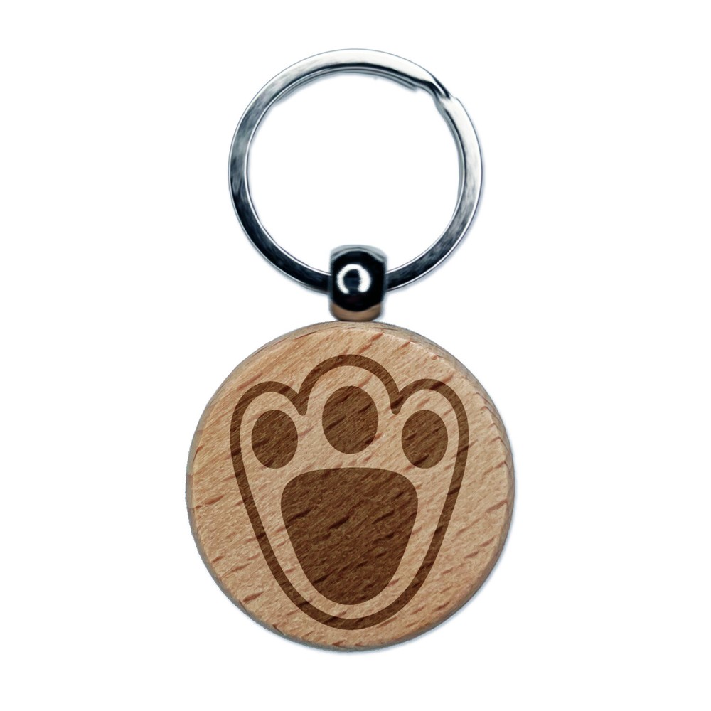 Easter Bunny Footprint Engraved Wooden Keychain Charm