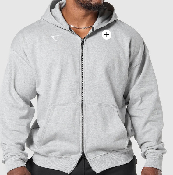GYMSHARK Power Zip Up Hoodie Light Grey Core Marl
