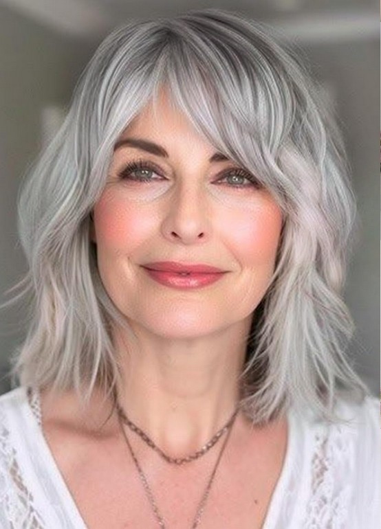 Ombre Grey Wave Human Hair 13x4 Lace Front Wigs for Women