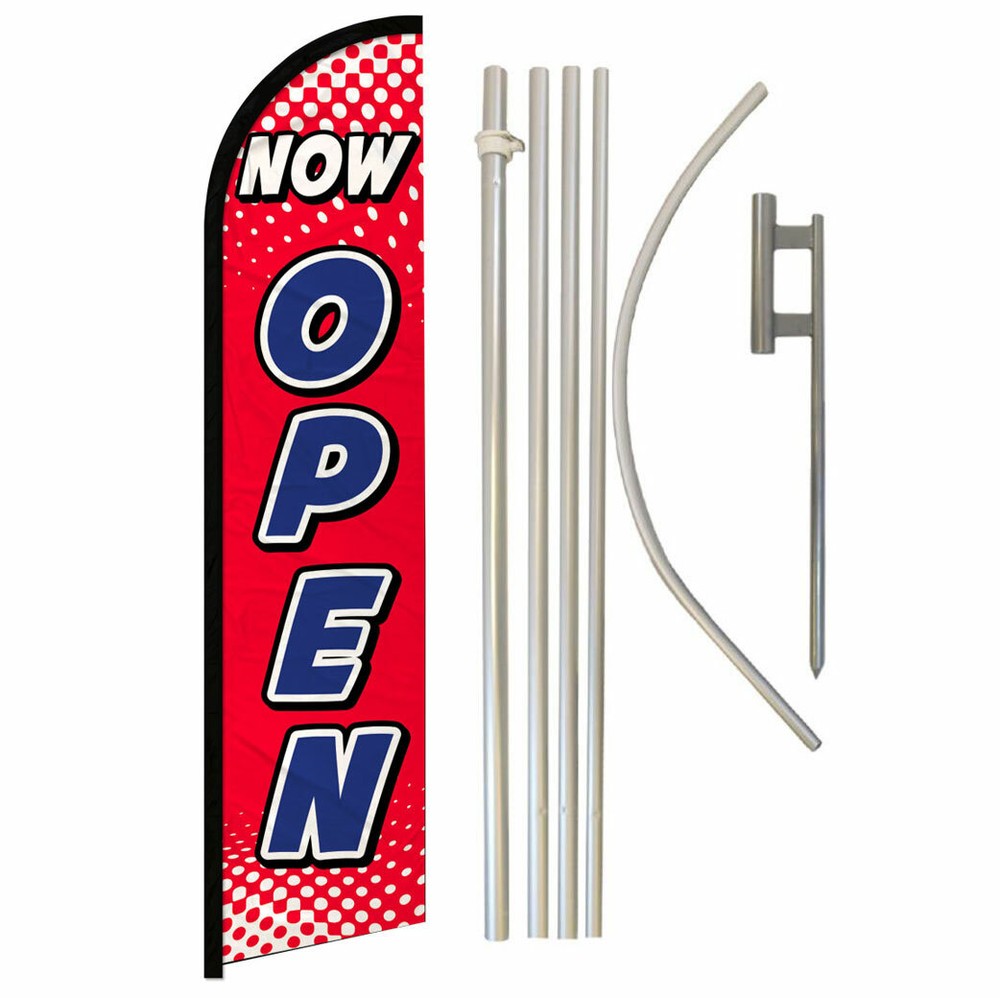 Now Available: Full Curve Windless Swooper Flag & Pole Kit in Red & White RD/WT for Easy Setup and Display