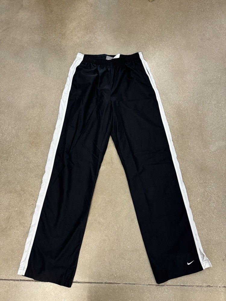 Vintage Y2K Nike Nylon Track Pants M (8-10) Black Windbreaker Wide Leg