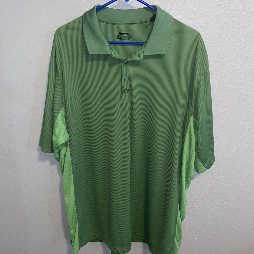 Slazenger Men's Green Short Sleeve Polo Golf Shirt Size XL/TG/EG 100% Polyester