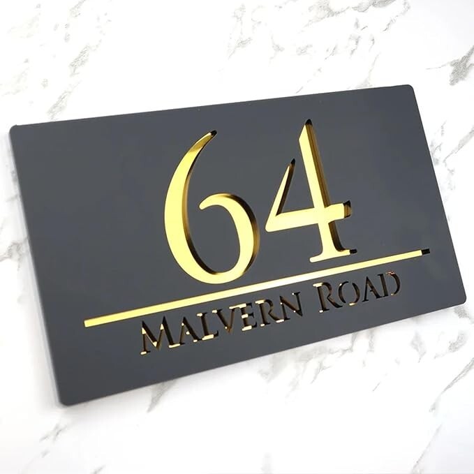 House Sign Plaque Door Number  Contemporary  Aluminum / Acrylic laser cut Design