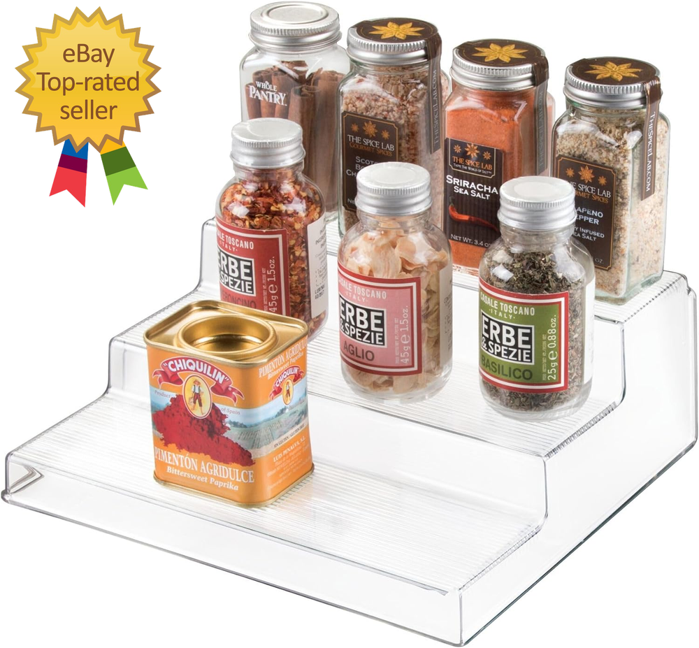 iDesign Linus 3-Tier Recycled Plastic Spice Rack - 8.8x10.1 Inches