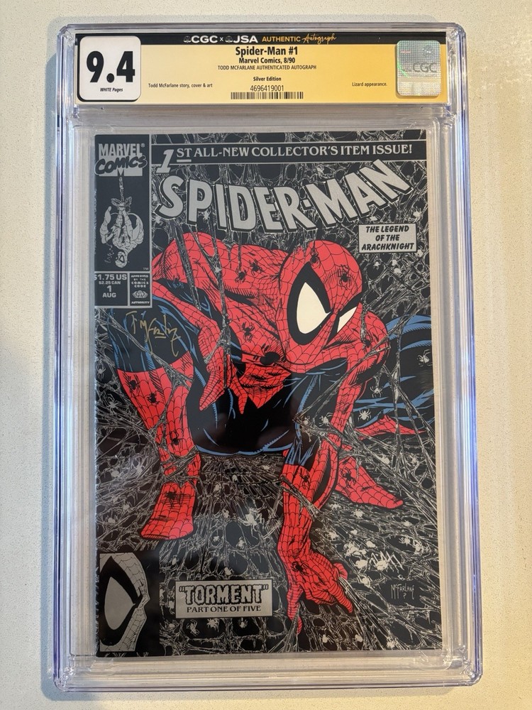 Marvel Spider-Man #1 Silver Edition ~ Signed by Todd McFarlane (1990) CGC 9.4