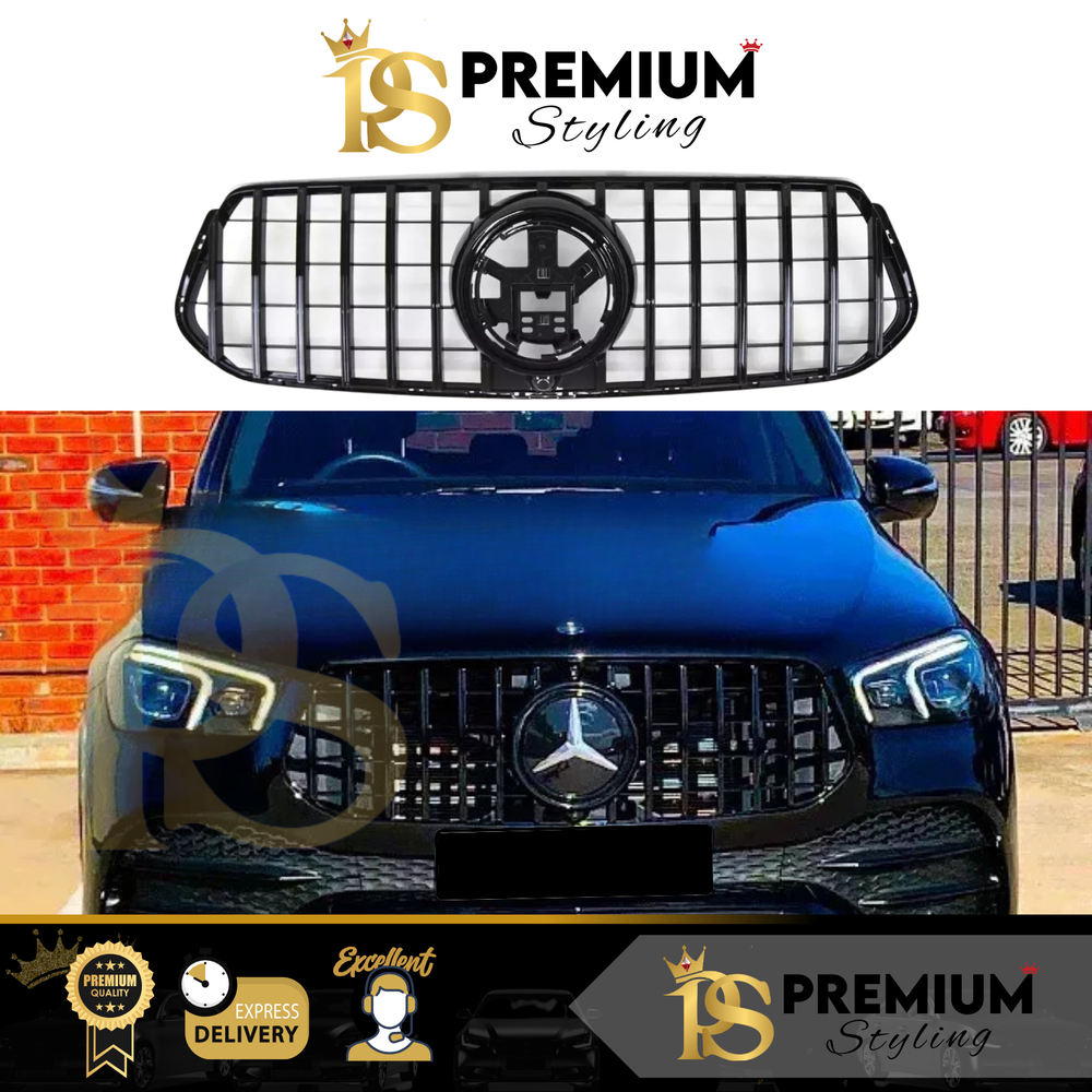 Mercedes GLE Class W167 Front PANAMERICANA GT GTR Gloss Black Grille Grill 2019+