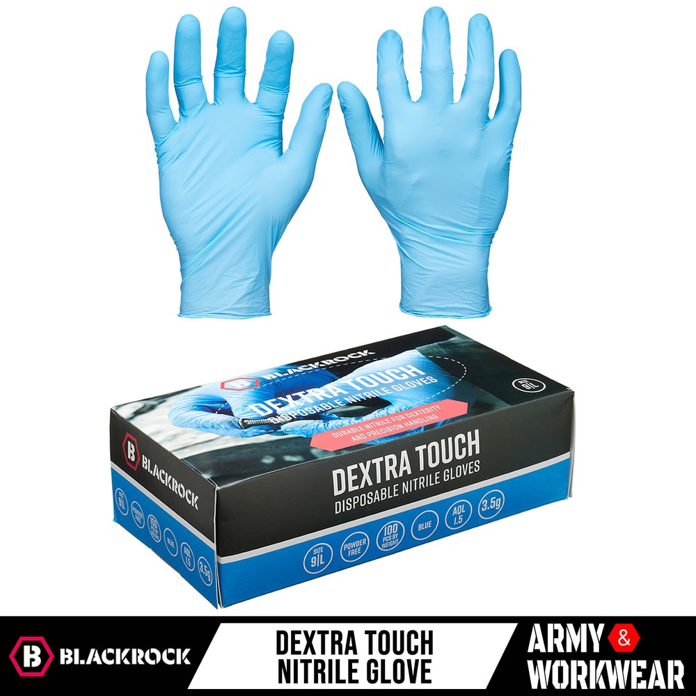 Blackrock 100-Count Powder-Free Nitrile Gloves for Medical and Food Use