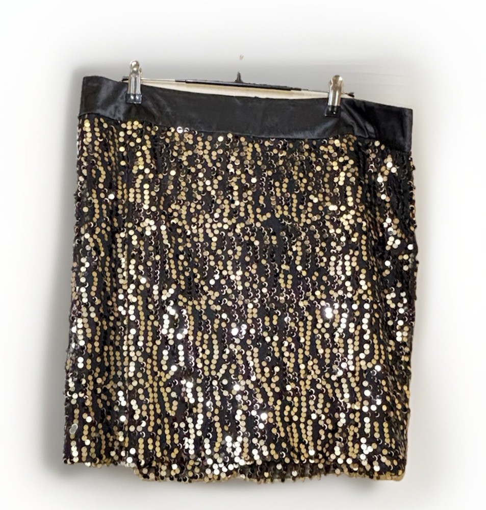 NWT Juniors Black/Gold Sequined Forever 21 Mini Size XL Party Skirt
