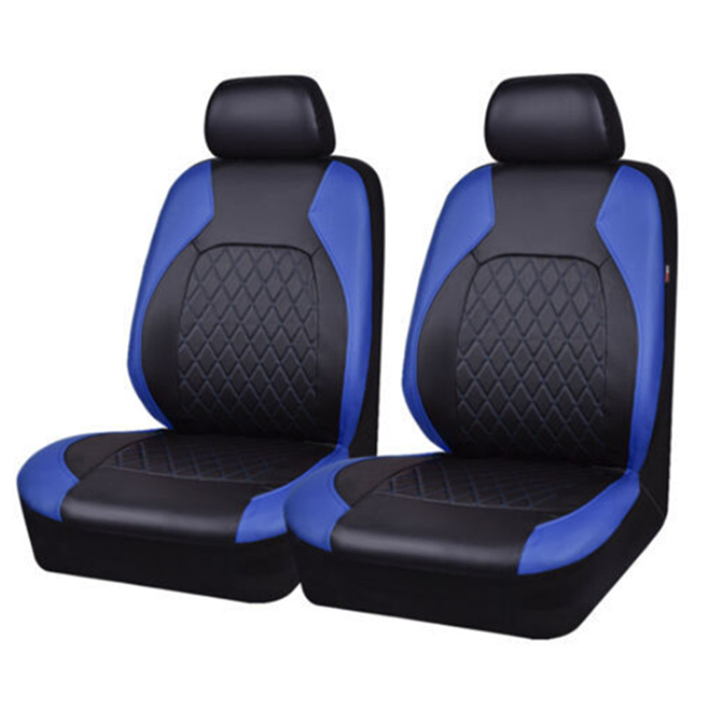 PU Leather Car Front Seat Covers Protector Cushions Interior Accessories Blue