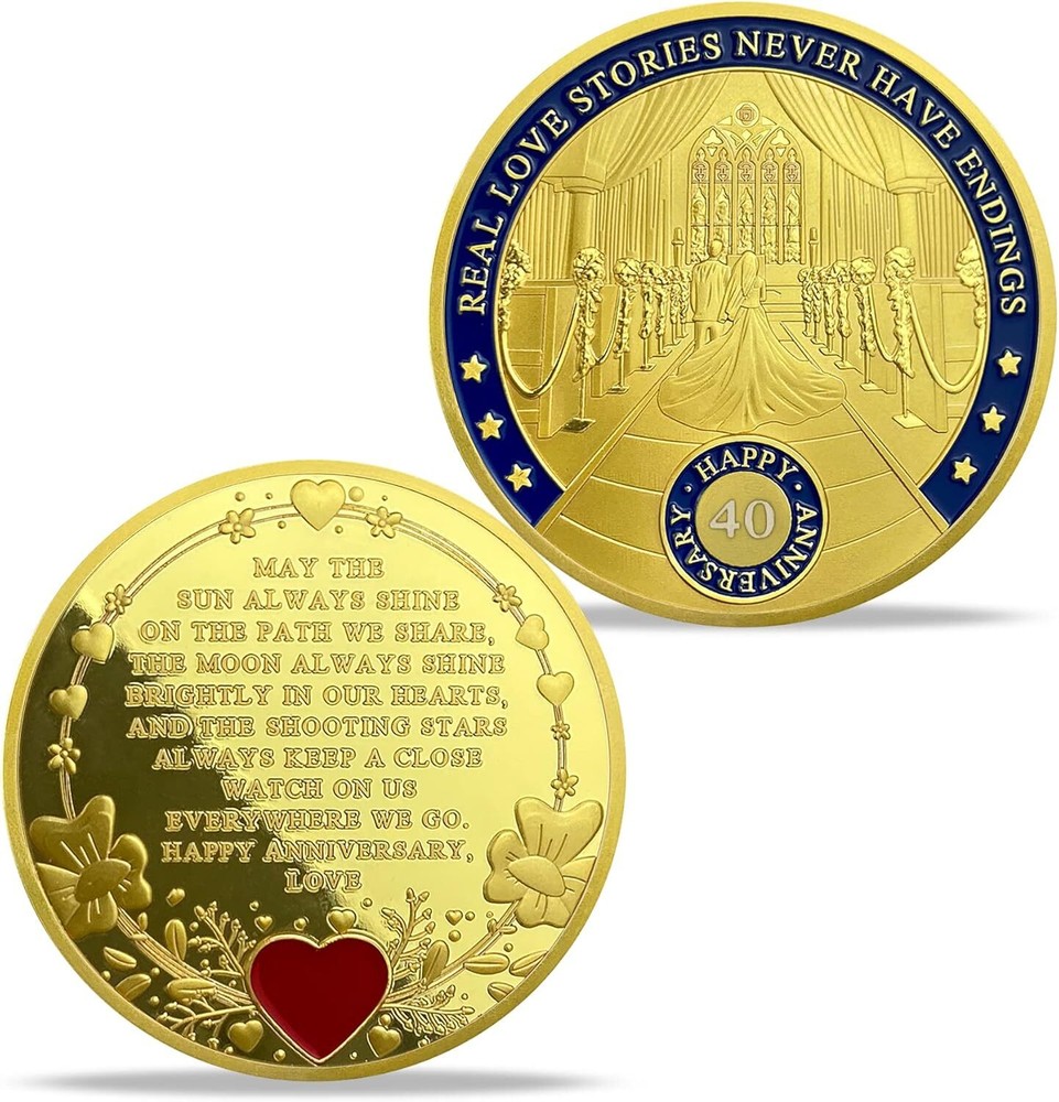 40th Anniversary Gifts for Her Him Couple Wedding Ceremony Keepsake Coins...