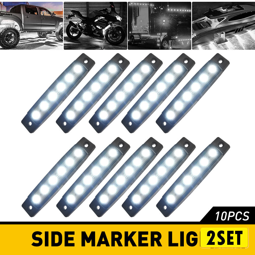 20x Smoked Side Marker Lights Truck Trailer Clearance Light Waterproof White 12V