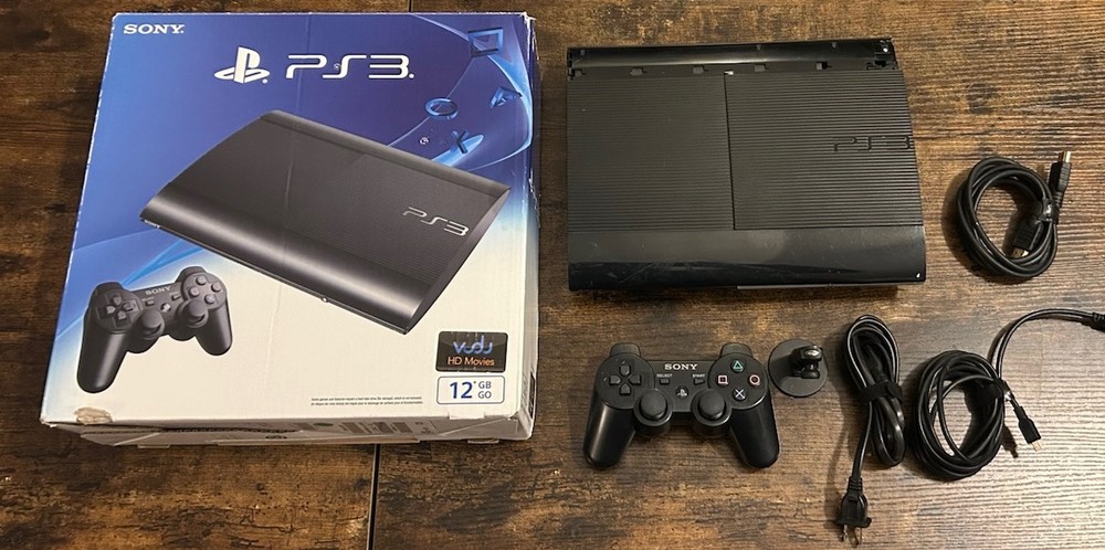 Sony PlayStation 3 PS3 Super Slim Console With Box - TESTED Read Description!