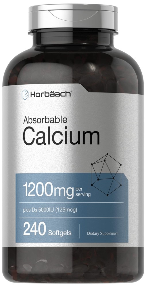 Calcium 1200 mg with Vitamin D3 | 240 Softgels | 5000 IU Vitamin D3 | Absorba...
