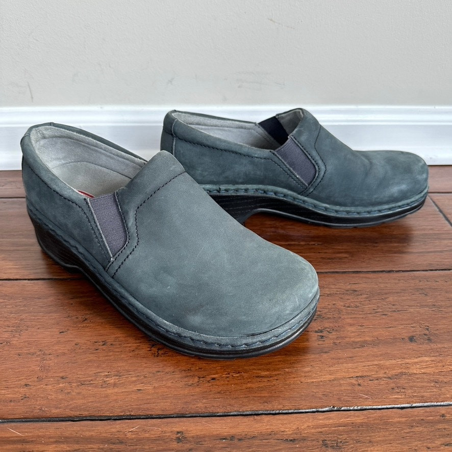 KLOGS Suede Leather Mules Clogs Shoes Womens 9.5 Gray Slip Resistant Comfort