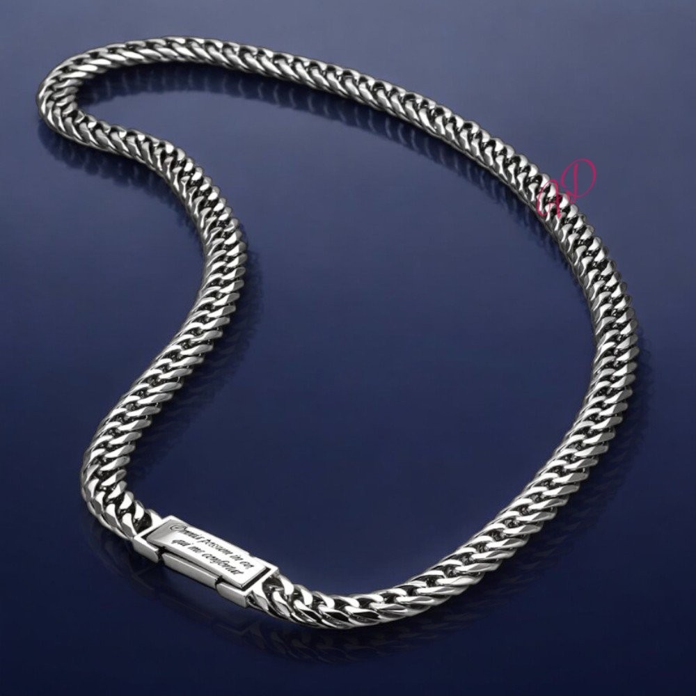 Christmas Sale Double Cuban Platinum Chain 24 Inches PT950 Men Necklace 8 MM-image