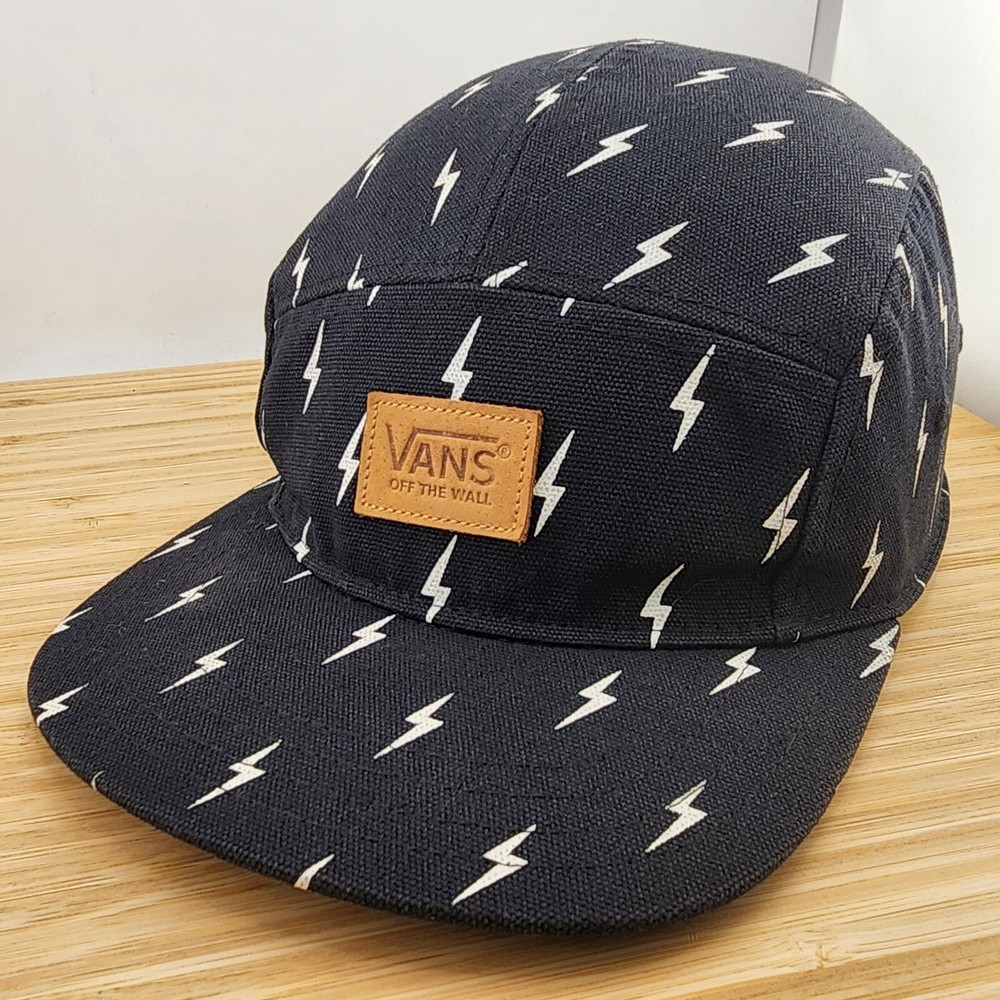 Vans 5 Panel Hat, Leather Patch, Lighting Bolt AOP, Skating, Leather Strapback