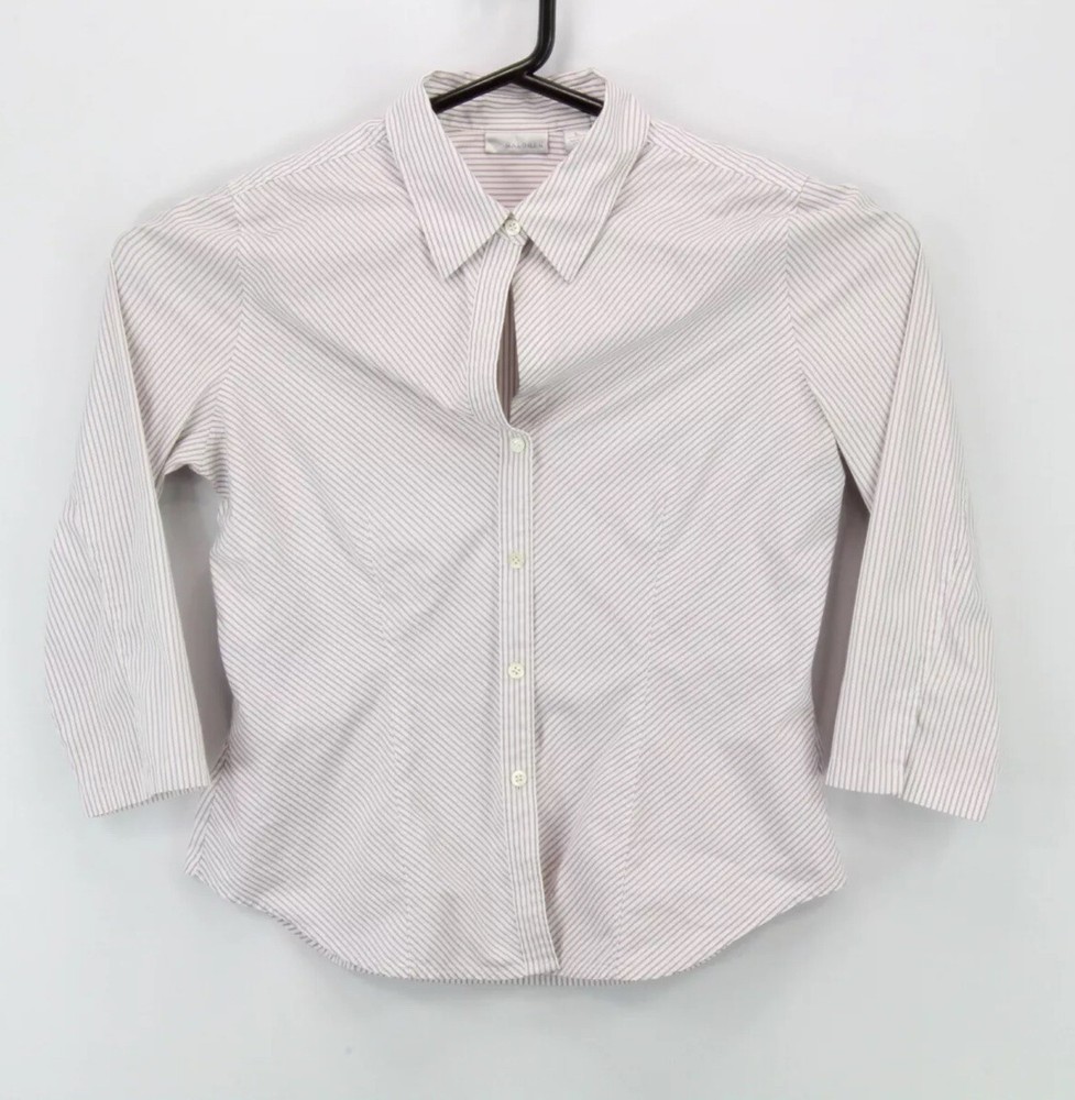 Halogen Womens Button Up Long Sleeve Collared Shirt Large Multicolor Striped euc