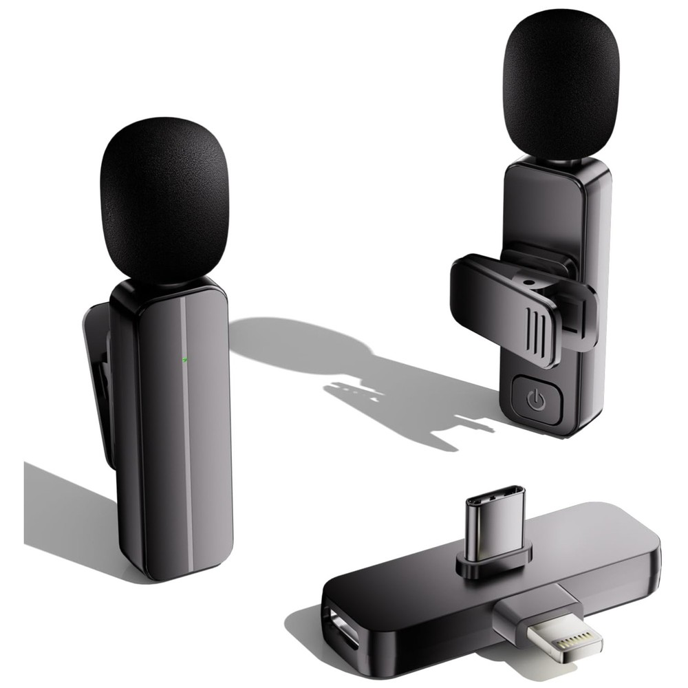 2-Pack Mini Wireless Lav Mics with Noise Canceling for Smartphones