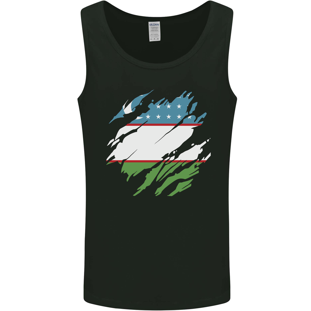 Torn Uzbekistan Flag Uzbek Day Football Mens Vest Tank Top
