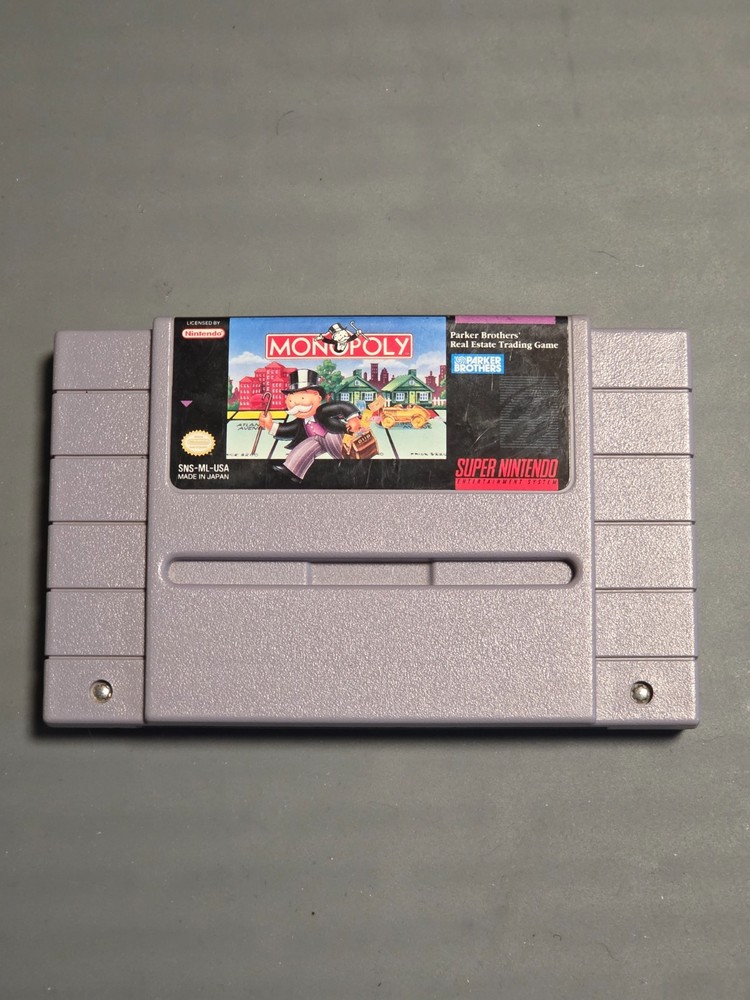 Retro Super Nintendo SNES Monopoly Authentic Game - Tested & Working