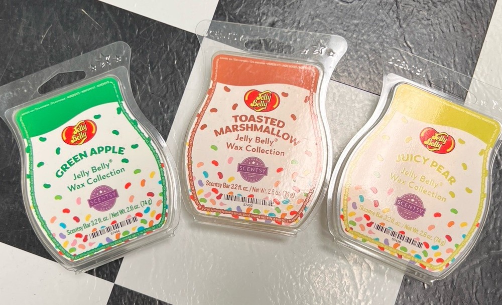 Jelly Belly Scentsy Wax Bars Lot Marshmallow Pear Apple Discontinued