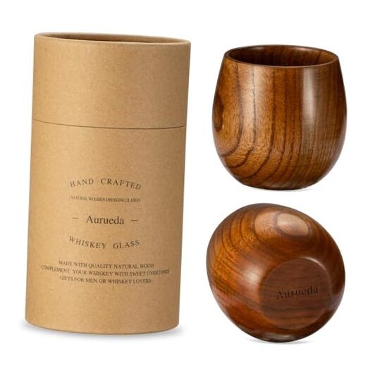 Unique Bourbon Gift Set - Wooden Whiskey Glass for Men's Birthday