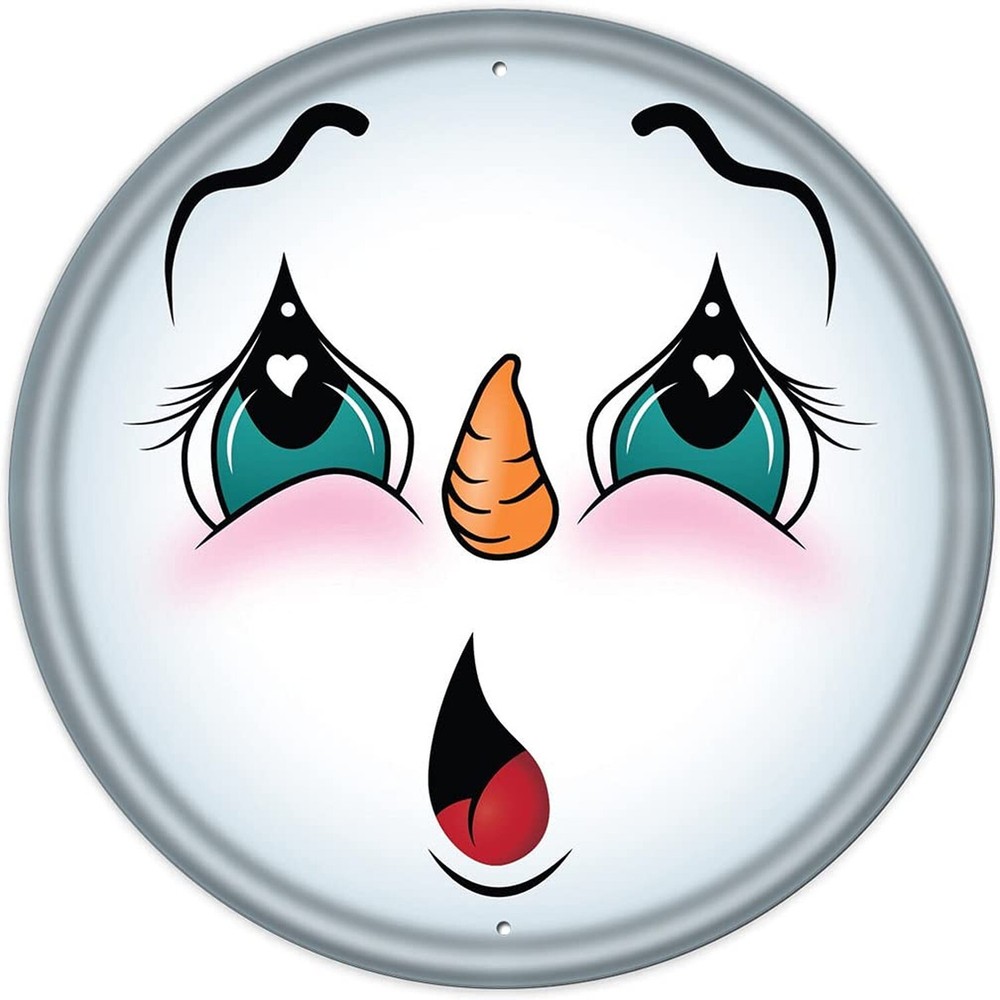 Round Metal Tin Sign Rustic Wall Decor Wall Plaque Christmas Wreath Sign Roun...