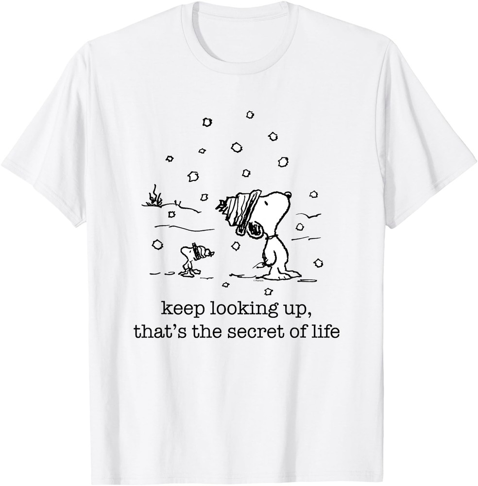 Peanuts   Snoopy and Woodstock Christmas Snowfall T Shirt Men